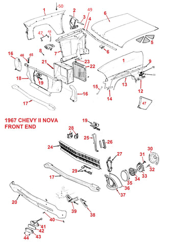 67 NOVA FRONT END PARTS