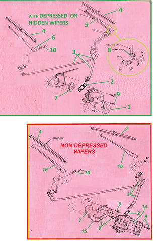 68-72 GTO CHEVELLE CUTLASS SKYLARK WIPER PARTS