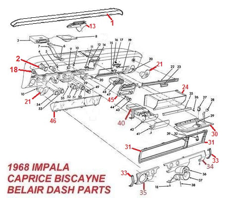 68 IMPALA CAPRICE DASH PARTS