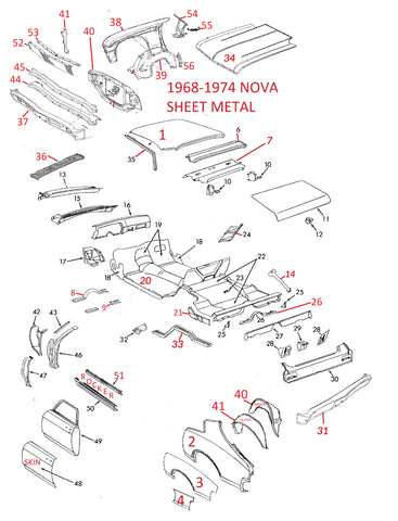 68-74 NOVA X SHEET METAL PARTS