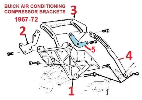 1968-72 BUICK AC COMPRESSOR MOUNTING BRACKETS