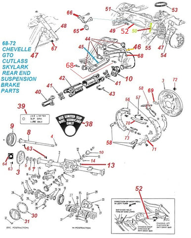 68-72 A-BODY REAR END & SUSPENSION PARTS