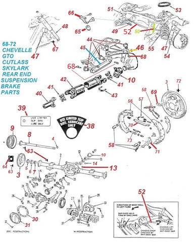 68-72 CHEVELLE GTO CUTLASS SKYLARK REAR END & SUSPENSION PARTS