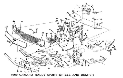 1969 CAMARO RALLY SPORT FRONT END PARTS