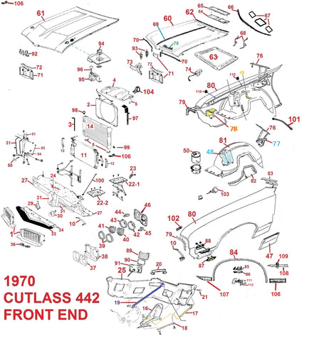 70 CUTLASS 442 FRONT END