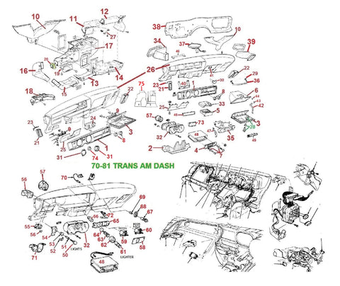 70-81 TRANS AM FIREBIRD DASH PARTS