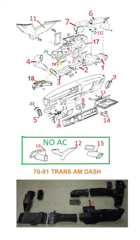 70 - 81 FIREBIRD TRANS AM AC UNDER DASH DUCTS