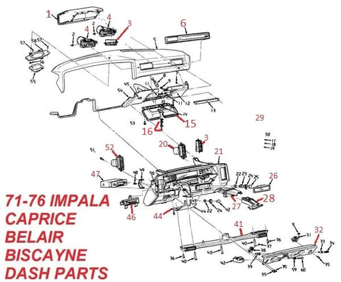 71-76 IMPALA CAPRICE DASH PARTS