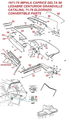71-75 IMPALA DELTA LESABRE ELDORADO CONVERTIBLE TOP PARTS