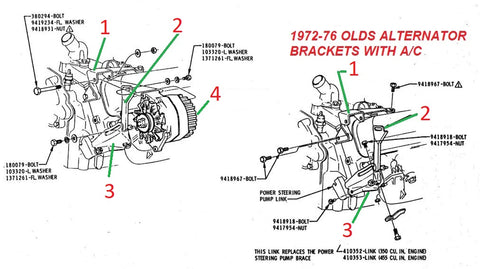 72-77 OLDSMOBILE V8 ALTERNATOR & BRACKETS