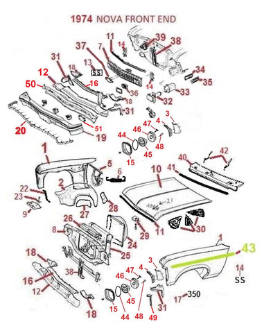 74 NOVA FRONT END PARTS