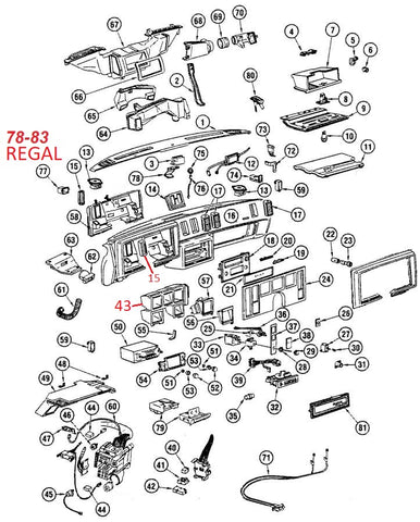 78-83 REGAL DASH PARTS