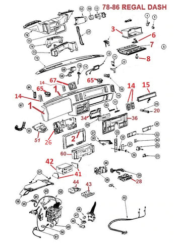 84-87 REGAL GN T-TYPE DASH PARTS