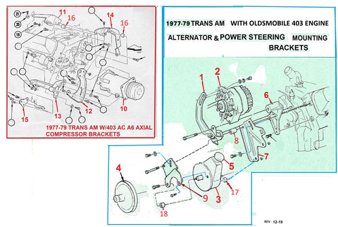1977-79 TRANS AM W/403 MOTOR AC PS ALTERNATOR BRACKETS