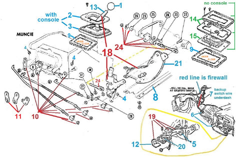 1967-68 CAMARO MANUAL TRANSMISSION SHIFTER PARTS