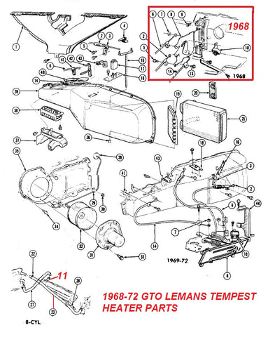 1968-72 GTO LEMANS HEATER & DEFROST PARTS