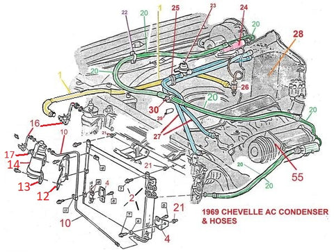 69 CHEVELLE ELCAMINO UNDER HOOD AC PARTS
