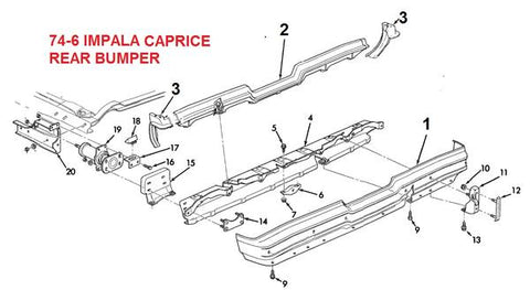 74 - 76 IMPALA CAPRICE REAR BUMPER PARTS