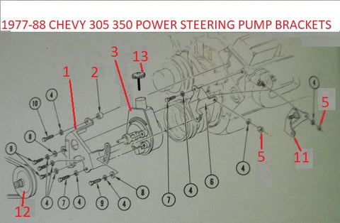77-81 CHEVY V8 POWER STEERING PUMP BRACKETS