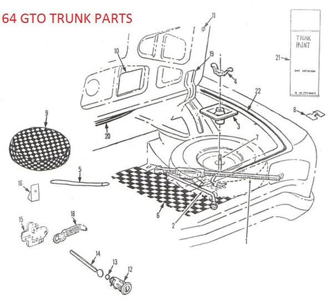 64 - 67 GTO LEMANS TRUNK AREA PARTS
