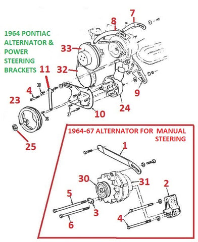 1964 PONTIAC POWER STEERING & ALTERNATOR BRACKETS V8