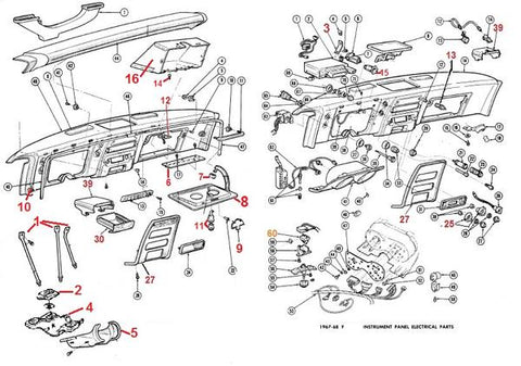 67 68 CAMARO DASH PARTS