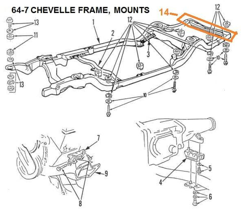 64-67 CHEVELLE FRAME & ENGINE BODY MOUNTS