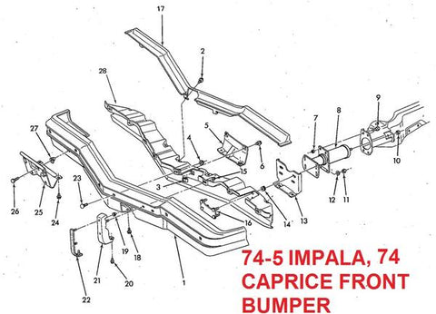 74-75 IMPALA 74 CAPRICE FRONT BUMPER & PARTS