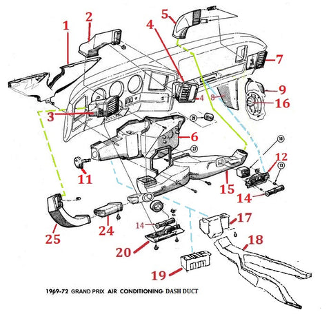 69-72 GRAND PRIX AC DASH PARTS