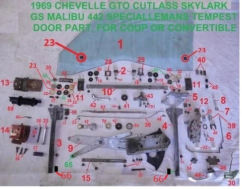 69 CHEVELLE GTO CUTLASS SKYLARK DOOR PARTS
