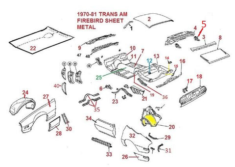79 Firebird Rear Frame Rails 1979Firebird - Click on a diagram below to view available parts ...