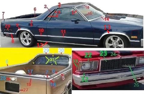 78-87 EL CAMINO CABARELLO EXTERIOR MOLDINGS