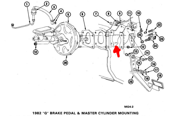 BRAKE PEDAL SUPPORT BRACKET, 78-88 G-BODY