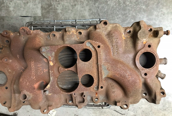 INTAKE MANIFOLD, 396, 66-68 CHEVY, CAST IRON, Q-JET, USED
