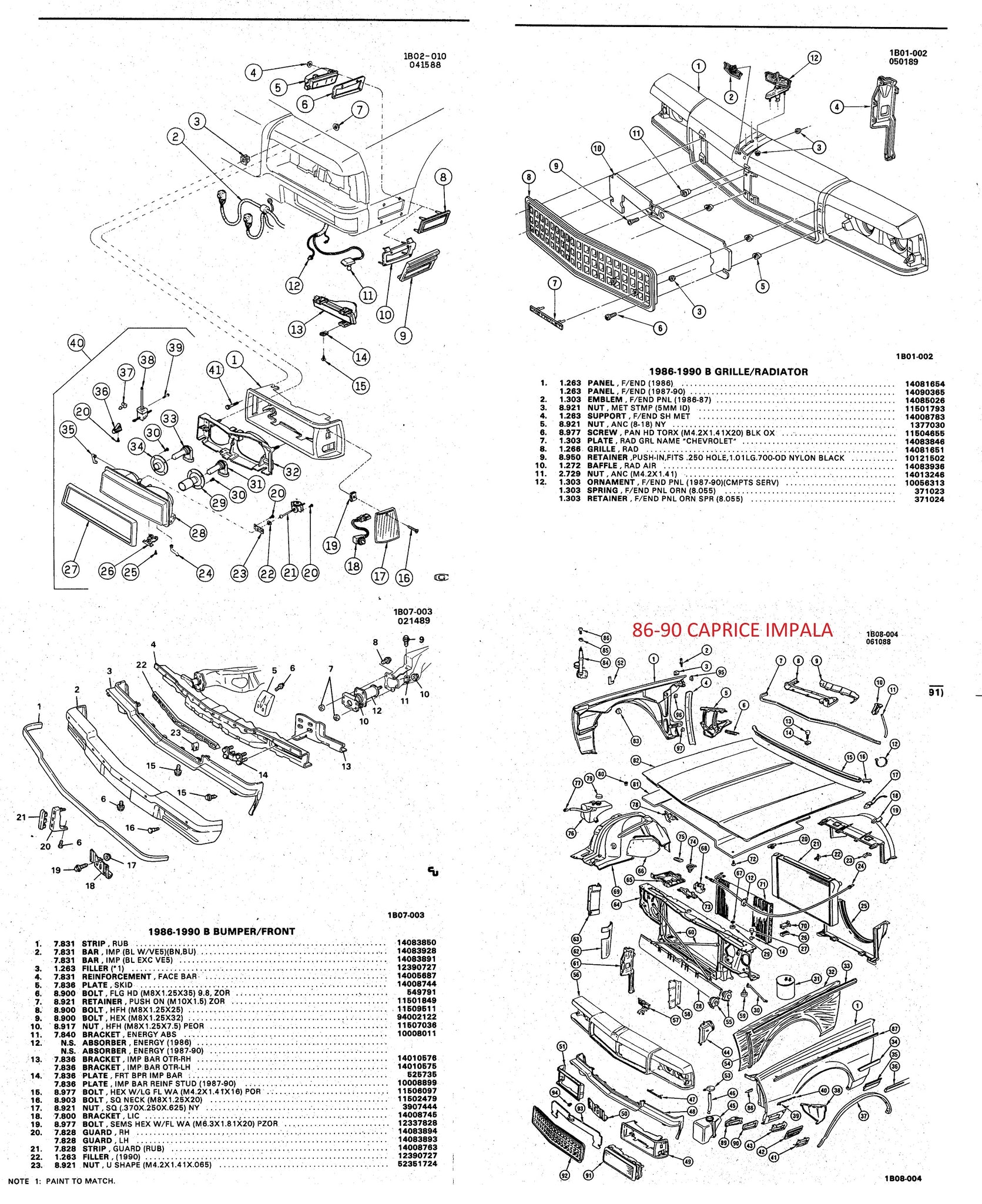 86-90 CAPRICE FRONT END DIAGRAM