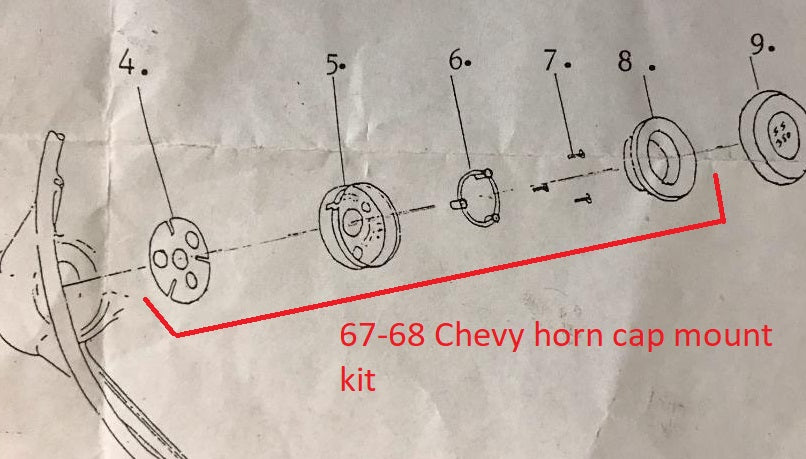 HORN CAP MOUNTING KIT, 67-8 CHEVY, 71-81 CAMARO 4 SPOKE
