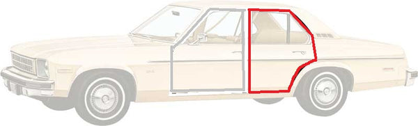 DOOR WEATHERSTRIPS, REAR PAIR 68-74 NOVA X-BODY,