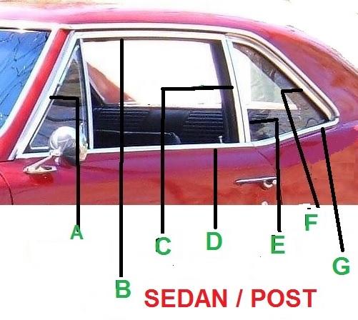 DOOR FRAME MOLDING, LEFT FRONT 66-7 A-BODY POST