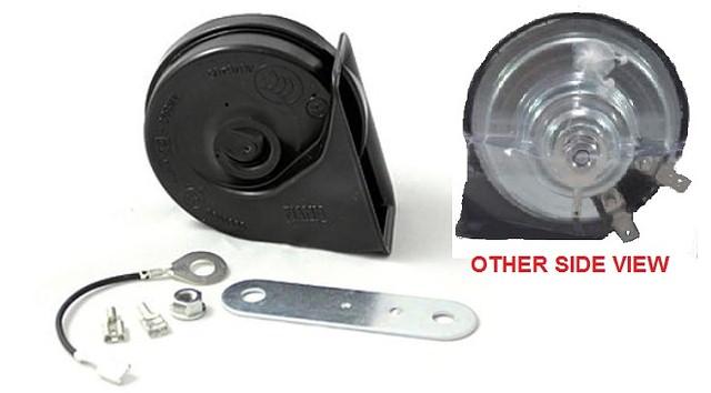 SOUND HORN, LOW NOTE, REPLACEMENT, 90 DG, MOUNTING BRACKET, STEEL & PLASTIC