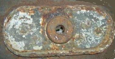 SEAT BELT ANCHOR PLATE, w/NUT, USED, 70-81 CAMARO TRANS AM FB