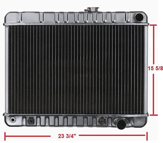 RADIATOR, 4 ROW, AUTO, 15 5/8" HT, NECK ON RIGHT, NEW, 64-65 GTO