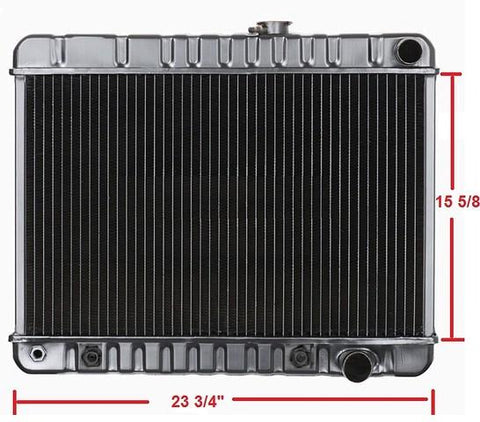 RADIATOR, 4 ROW, AUTO, 15 5/8" HT, NECK ON RIGHT, NEW, 64-65 GTO