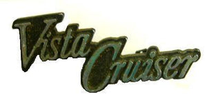 GLOVE DOOR EMBLEM, "VISTA CRUISER", USED, 70-72