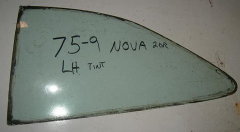QUARTER GLASS, TINTED, LH, 73-4 NV X-BODY, 2 DOORS, SEDAN'S, HATCHBACKS, USED