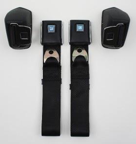 FRONT SEAT LAP BELTS, 2 RETRACTOR & STRAP, STD, BLACK, NEW