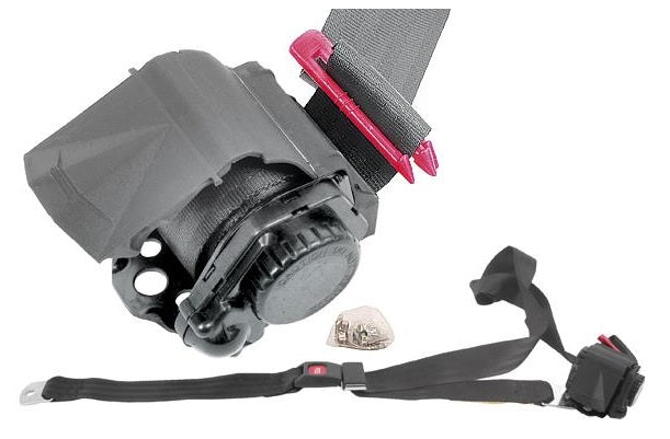 FRONT SEAT LAP BELT, 3 POINT, REPLACEMENT TYPE, BLACK, NEW