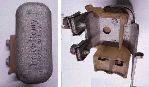 HORN RELAY, STAMPED 837 DELCO REMY, USED, ORIGINAL