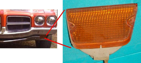 PARK LIGHT, AMBER, LH, 71-2 LE TE, w/CHROME BUMPER, LENS & HOUSNG