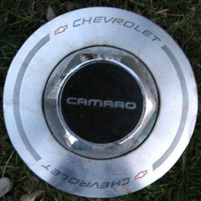 RIM CENTER CAP, 93-6 CA, USED, CHROME, OUTER, BLACK, CENTER, CAMARO, EACH