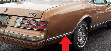 QUARTER PANEL MOLDING ,LOWER REAR RIGHT USED 78- 80 MONTE CARLO